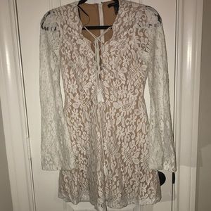 White/tan lace dress